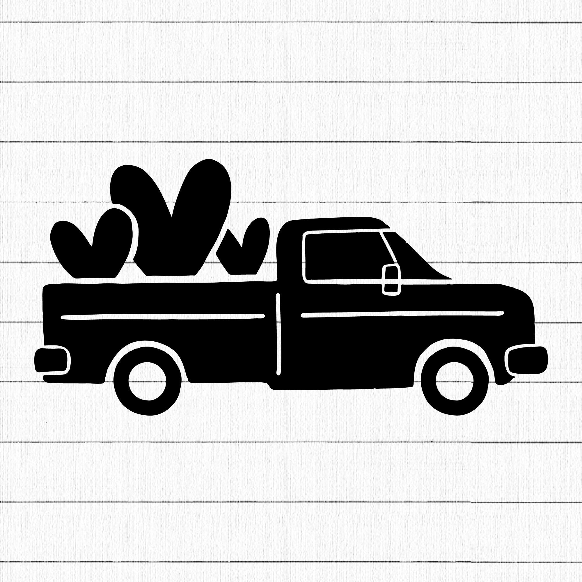 Graphic Heart Pick Up Truck SVG | M19F10