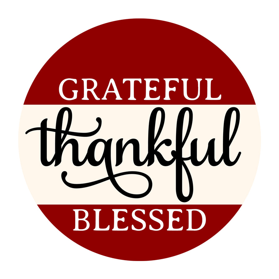 Grateful Thankful Blessed SVG design for Cricut, Silhouette, laser cutting, vinyl, sublimation, Thanksgiving signs, and fall craft projects.