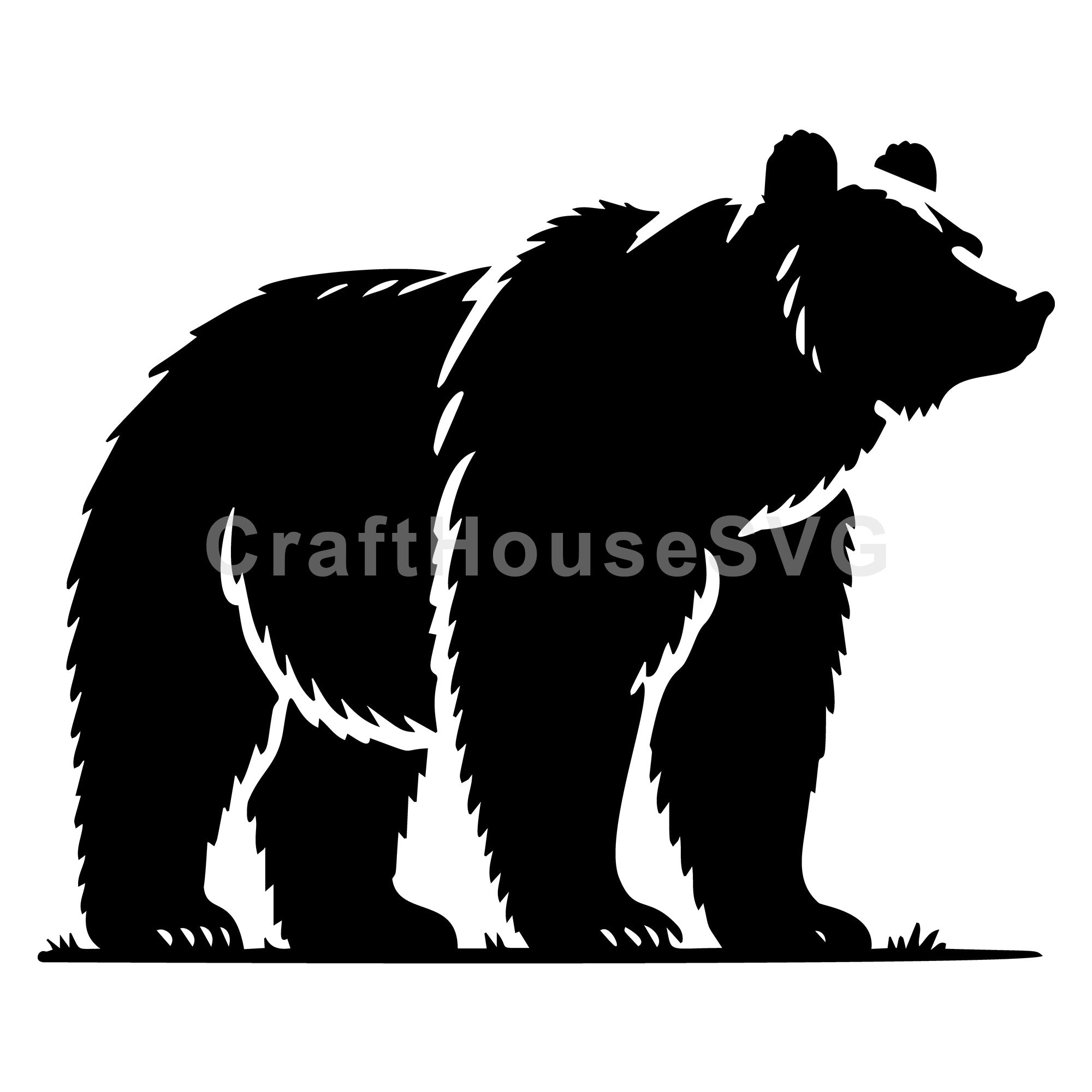 Standing Grizzly Bear Silhouette SVG