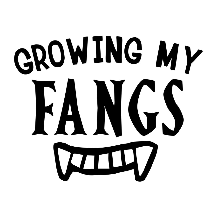 Growing My Fangs SVG for Cricut, Silhouette, laser cutting, vinyl, sublimation, Halloween shirts, signs, decals, mugs, and DIY craft projects.