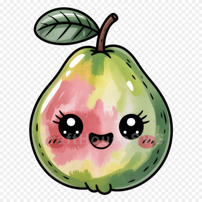 Kawaii Fruit Clipart Sublimation PNG Bundle