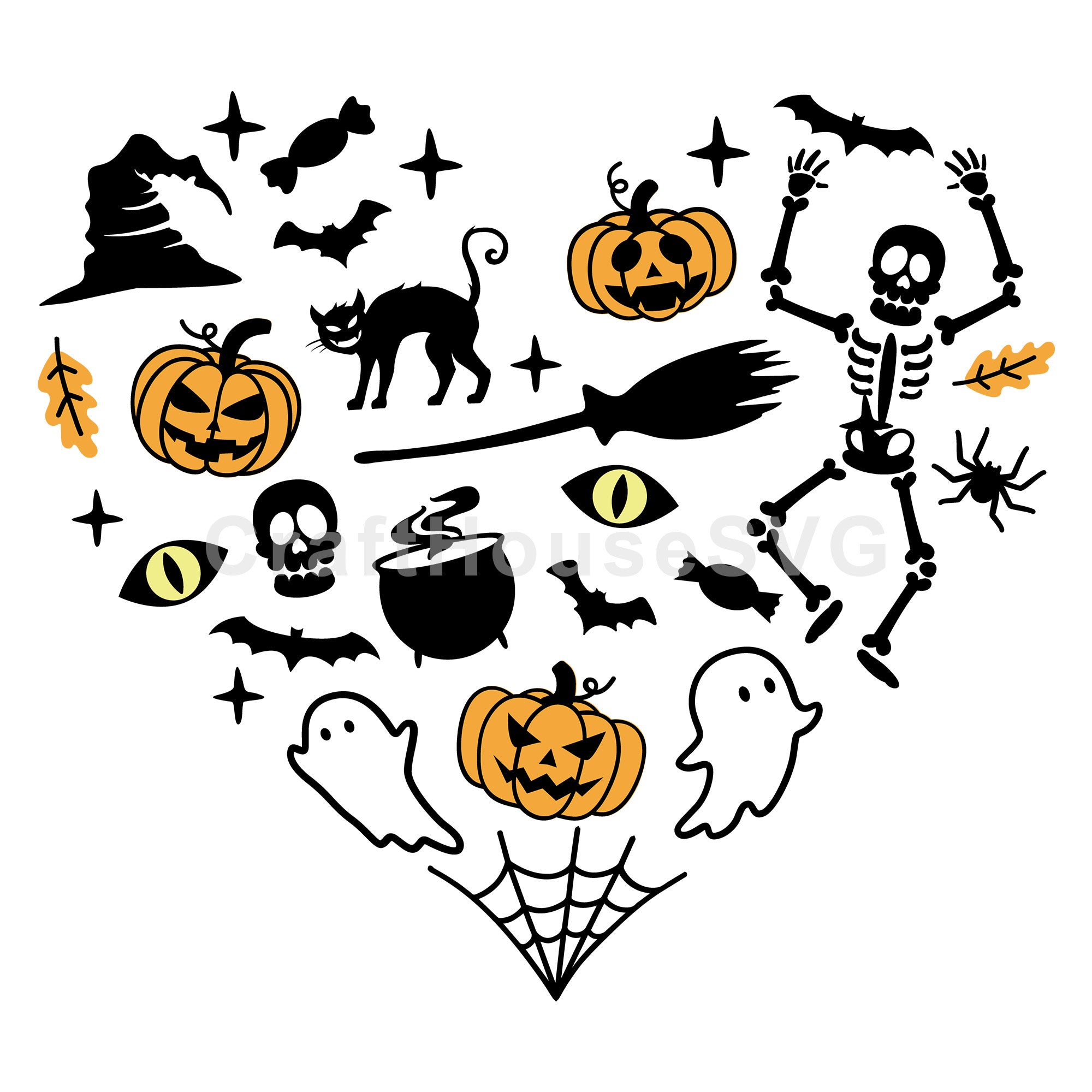 Halloween Heart Doodles SVG