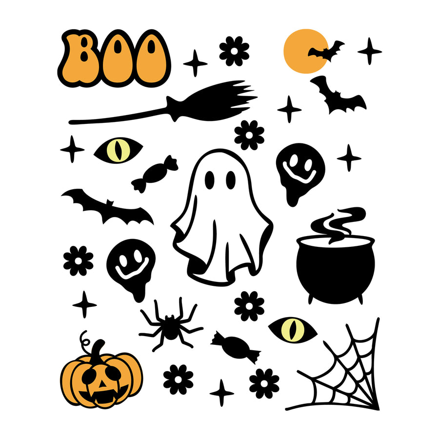 Halloween Doodles SVG design for Cricut, Silhouette, laser cutting, vinyl, sublimation, and Halloween craft projects.