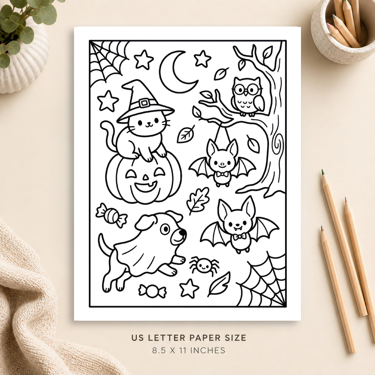 Halloween Animals Coloring Page 6