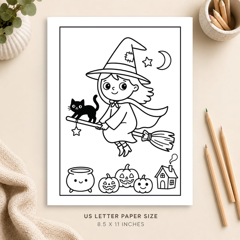Halloween Witch Coloring Page 6