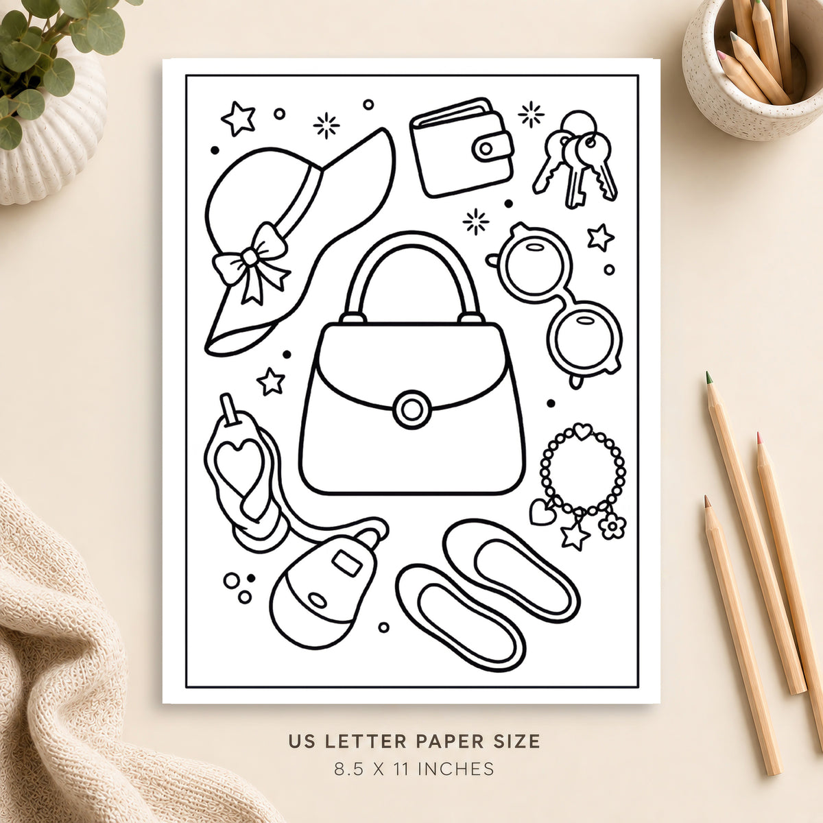 Handbag Accessories Coloring Page 1