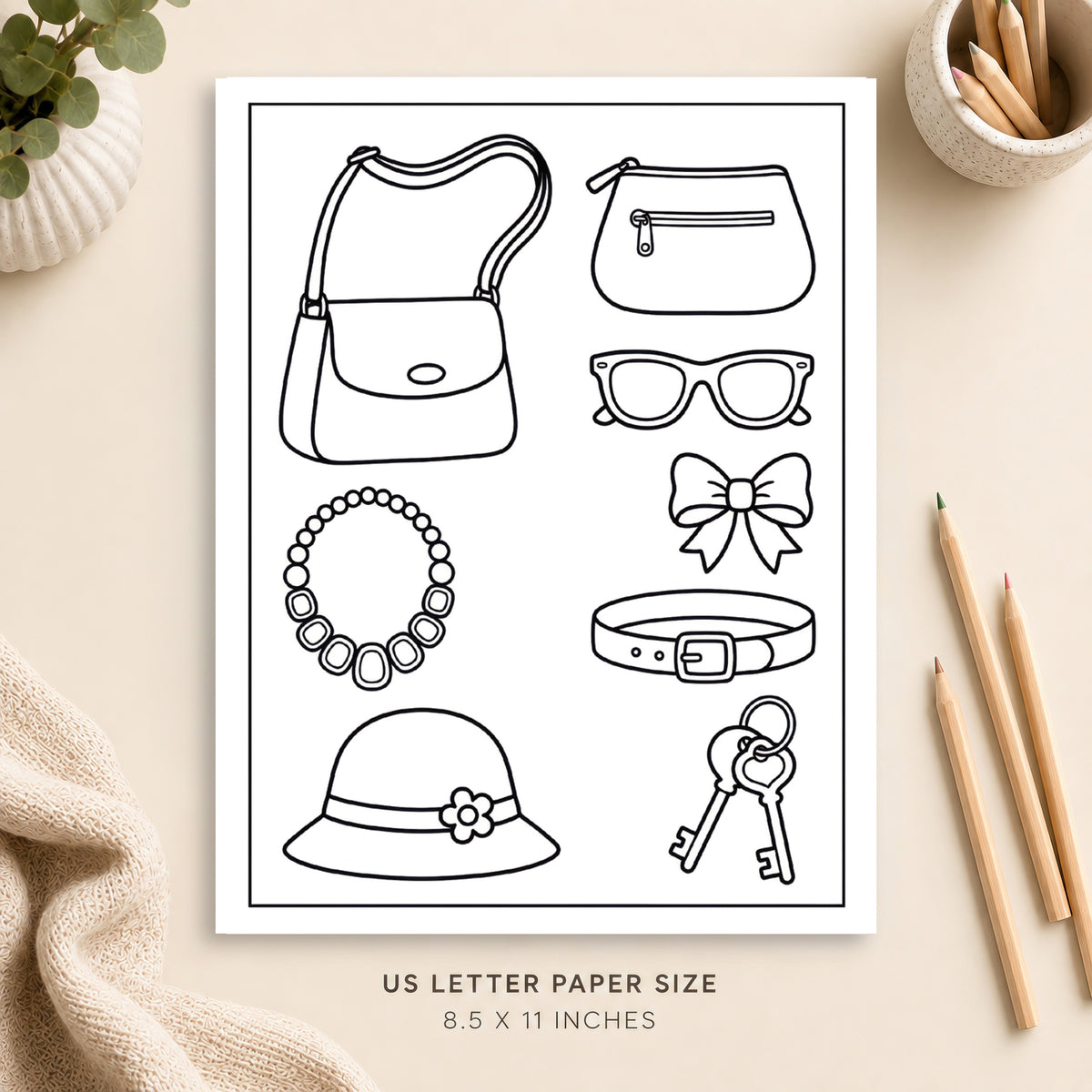 Handbag Accessories Coloring Page 3