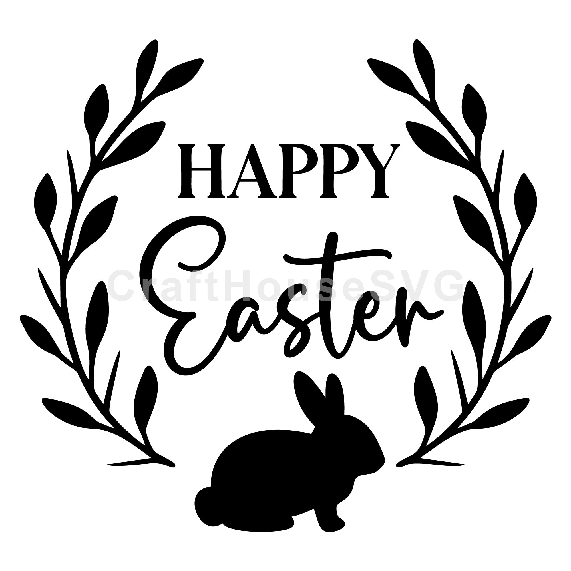 Happy Easter Wreath Round Sign SVG