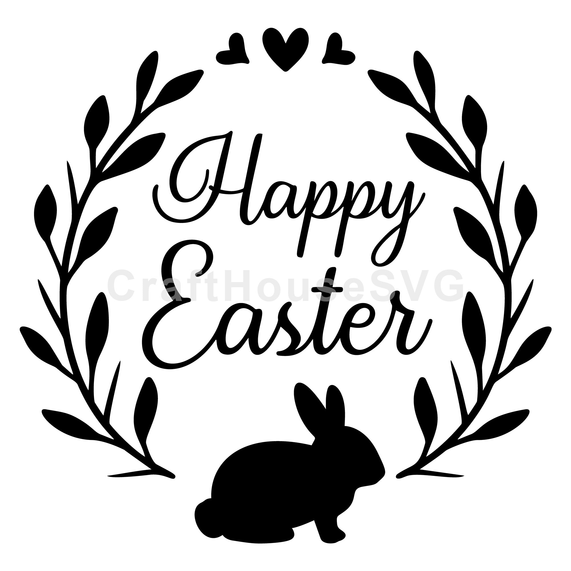 Happy Easter Wreath Round SVG