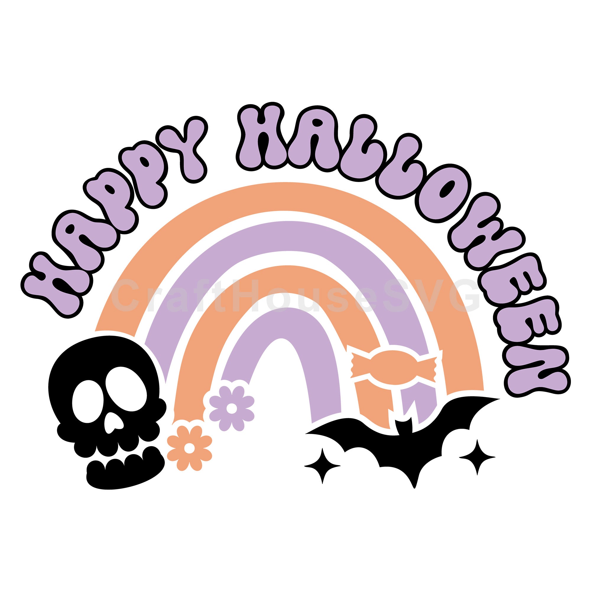 Happy Halloween SVG Cute Retro Style