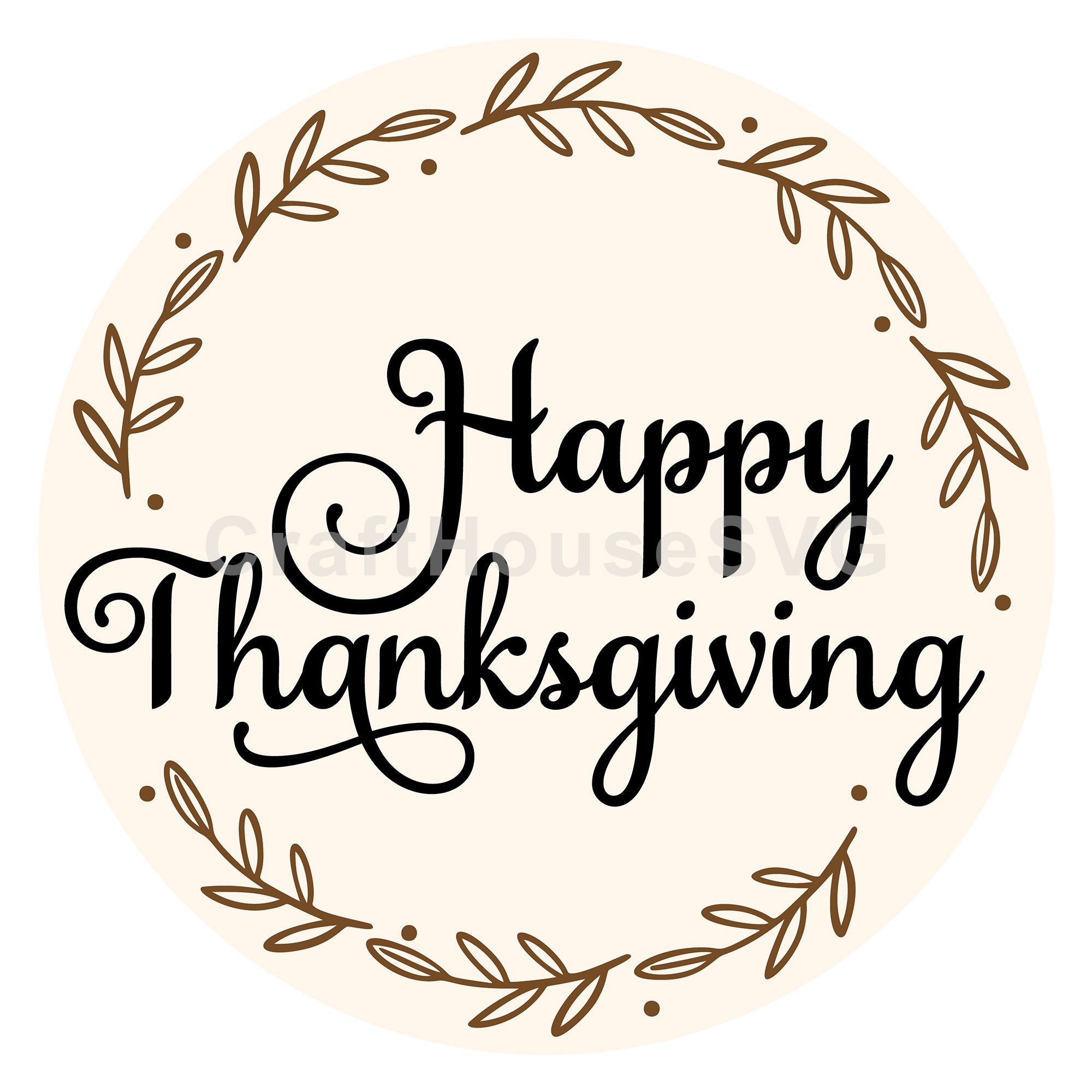 Happy Thanksgiving Fall Round Sign SVG