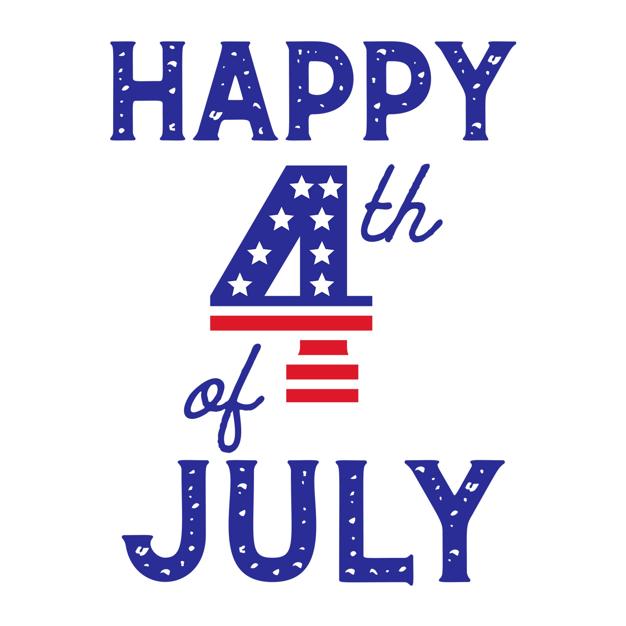 Happy 4th of July SVG design for Cricut, Silhouette, laser cutting, vinyl, sublimation, and patriotic craft projects.
