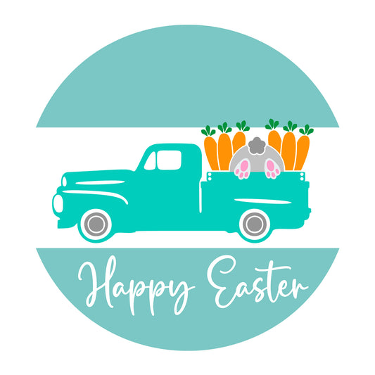 Happy Easter Truck SVG design for Cricut, Silhouette, laser cutting, vinyl, sublimation, and Easter craft projects.