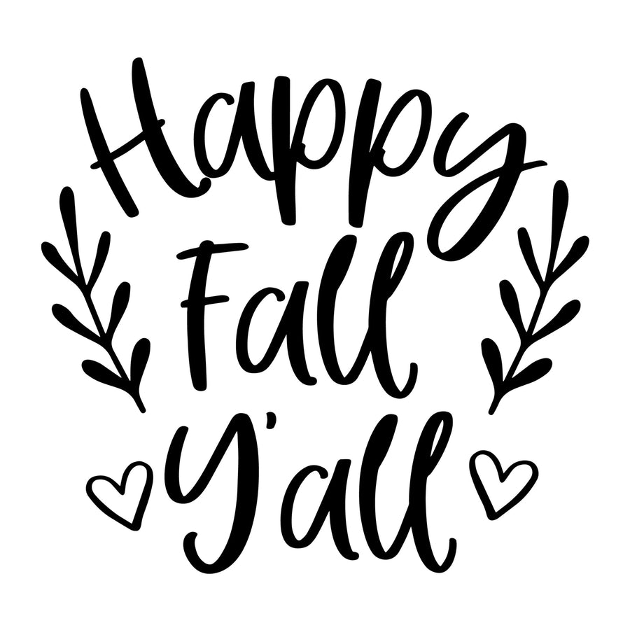 Happy Fall Y'all SVG for Cricut, Silhouette, laser cutting, vinyl, sublimation, fall shirts, signs, decals, mugs, and DIY craft projects.