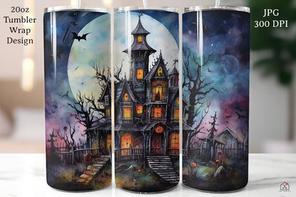 Watercolor Halloween 20oz Tumbler Wrap Bundle Sublimation Designs JPG