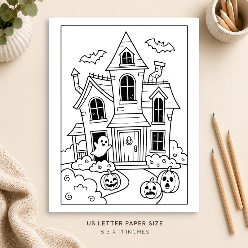Haunted House Coloring Page 1