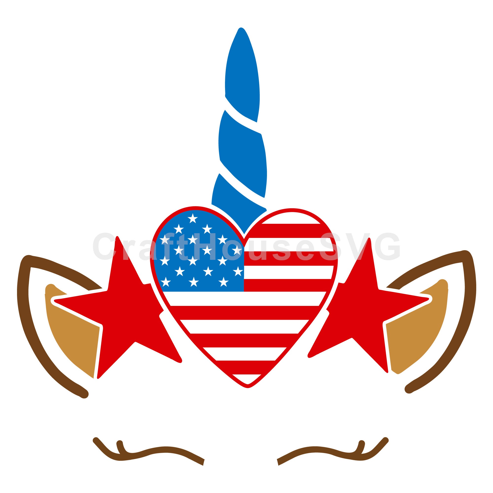 4th of July SVG file | Heart American Flag Unicorn SVG MF55