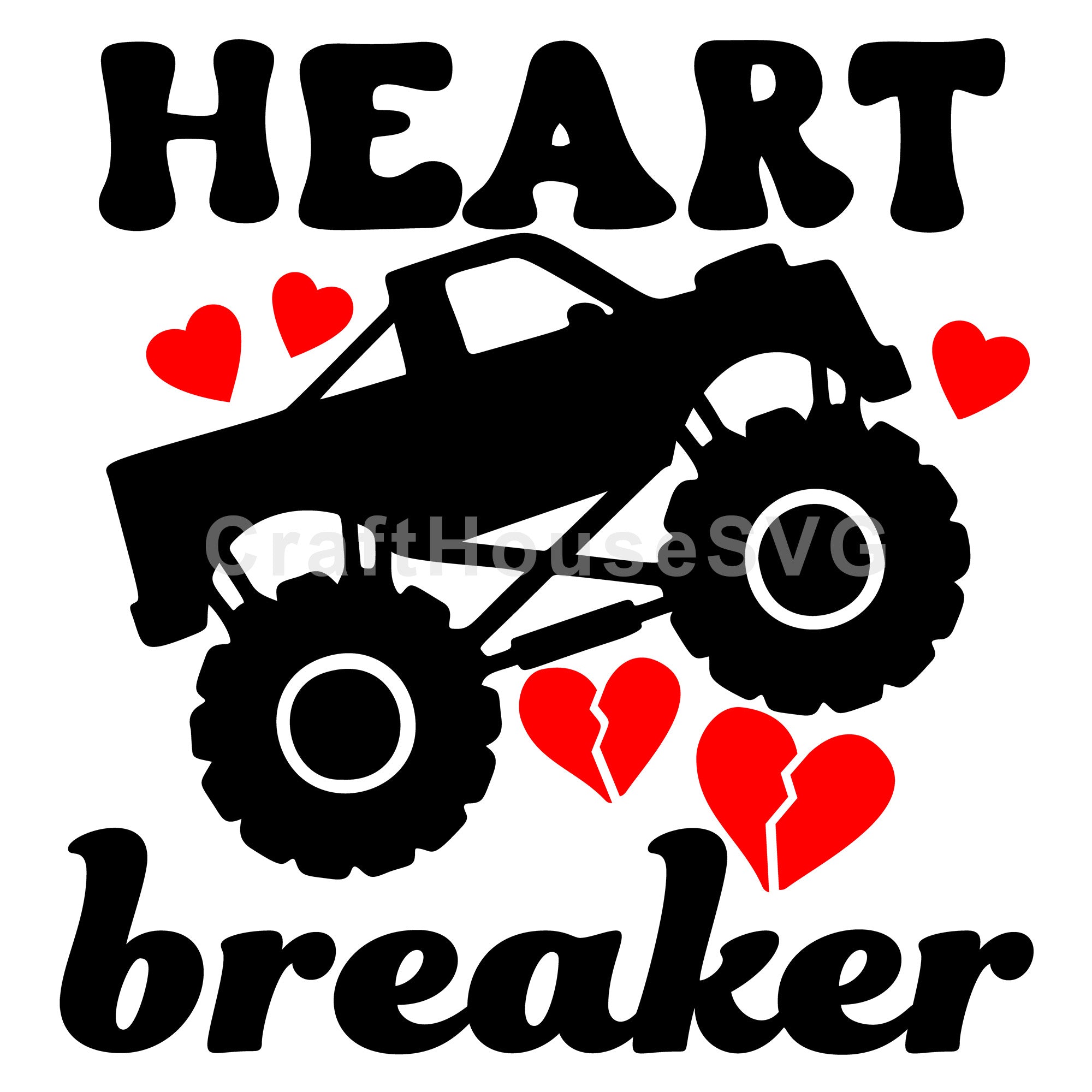 Heart Breaker Monster Truck SVG Kids Valentine