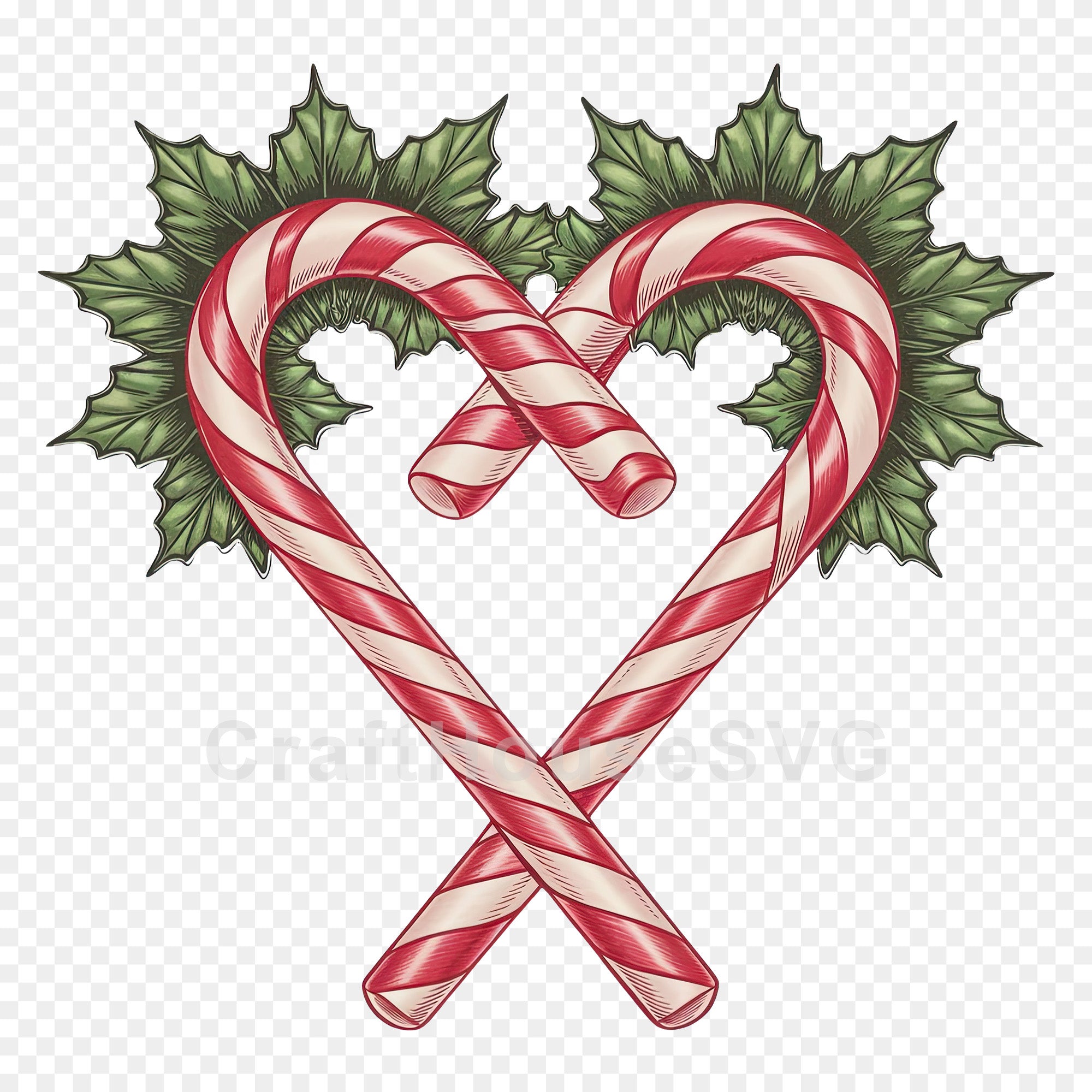 Heart Candy Canes PNG Clip Art Sublimation