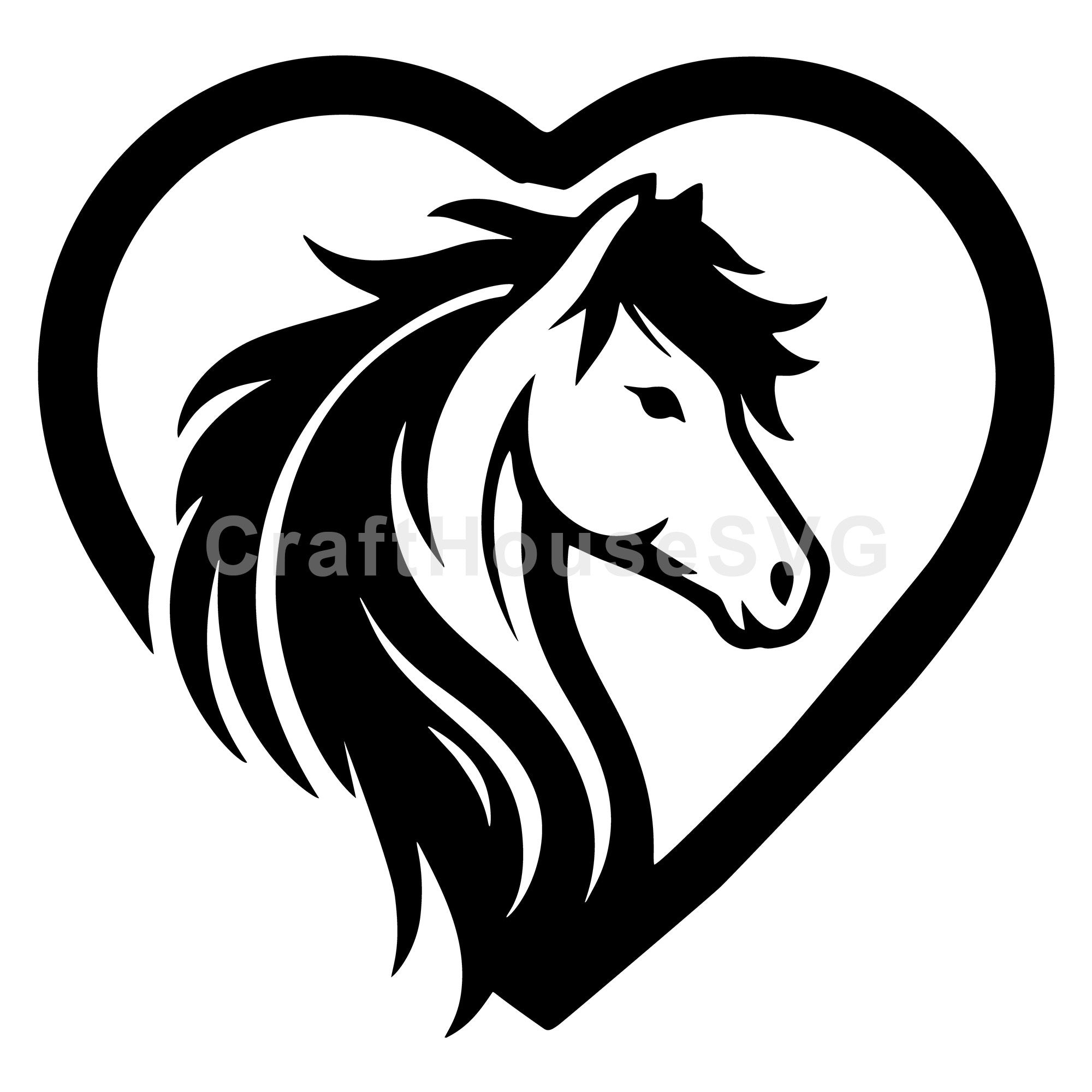 Heart Horse Head SVG