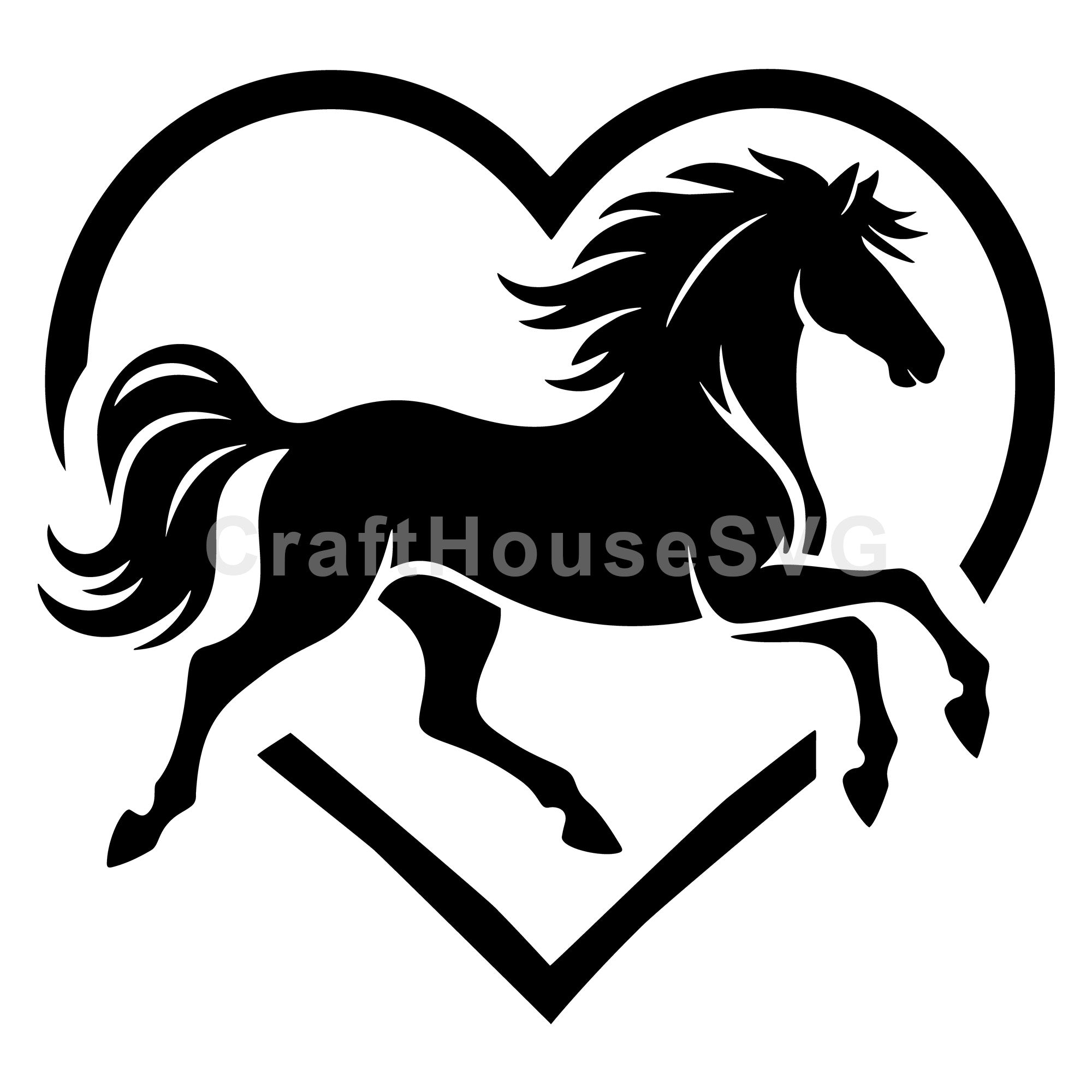 Heart Shape Horse SVG