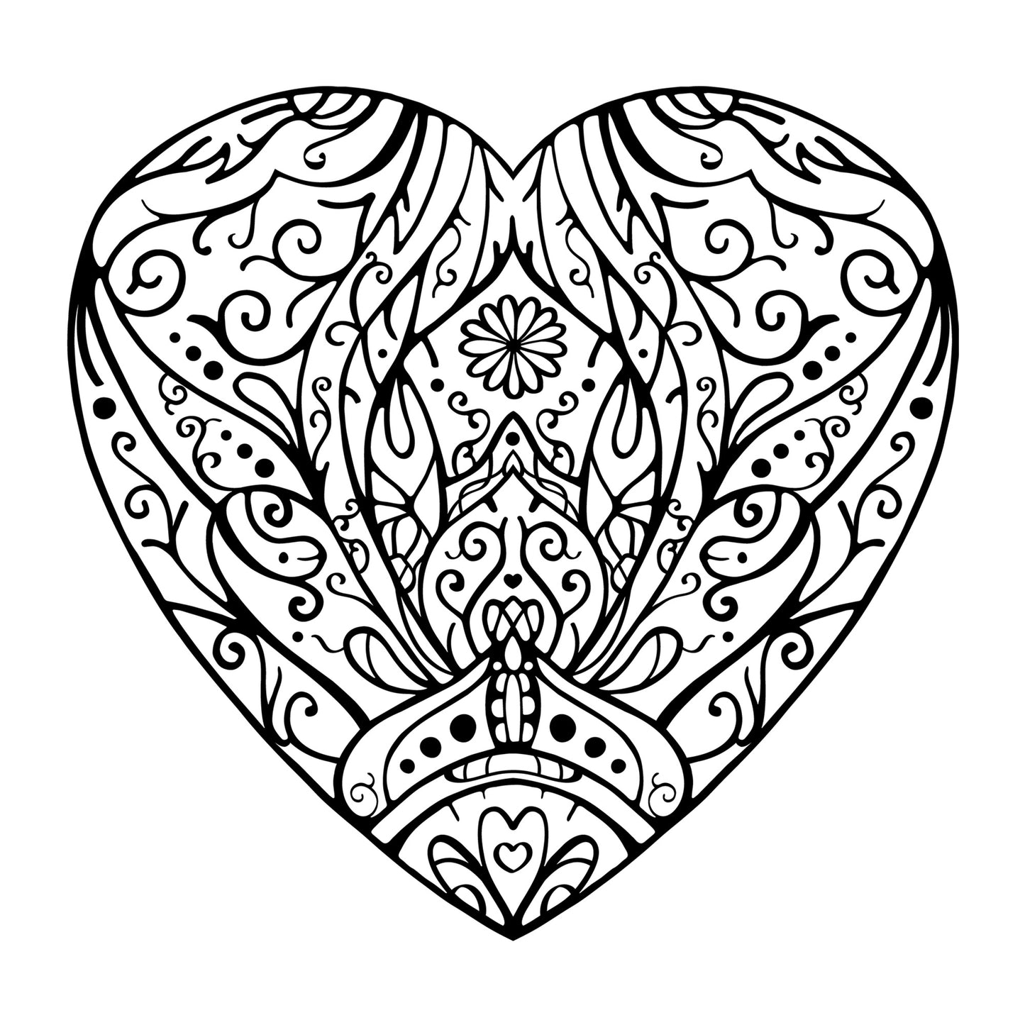 Heart Mandala SVG mandala SVG design for Cricut, Silhouette, laser cutting, vinyl, sublimation, decals, shirts, and DIY craft projects.