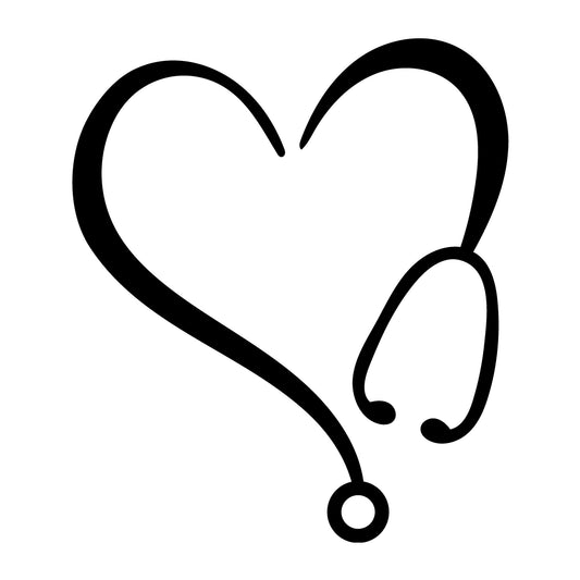 Heart Stethoscope SVG design for Cricut, Silhouette, laser cutting, vinyl, sublimation, nurse shirts, decals, mugs, and DIY craft projects.
