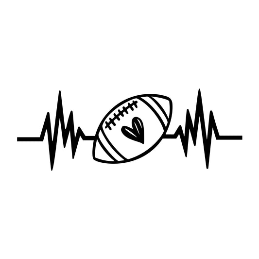 Heartbeat Football SVG design for Cricut, Silhouette, laser cutting, vinyl, sublimation, football, and game day craft projects.