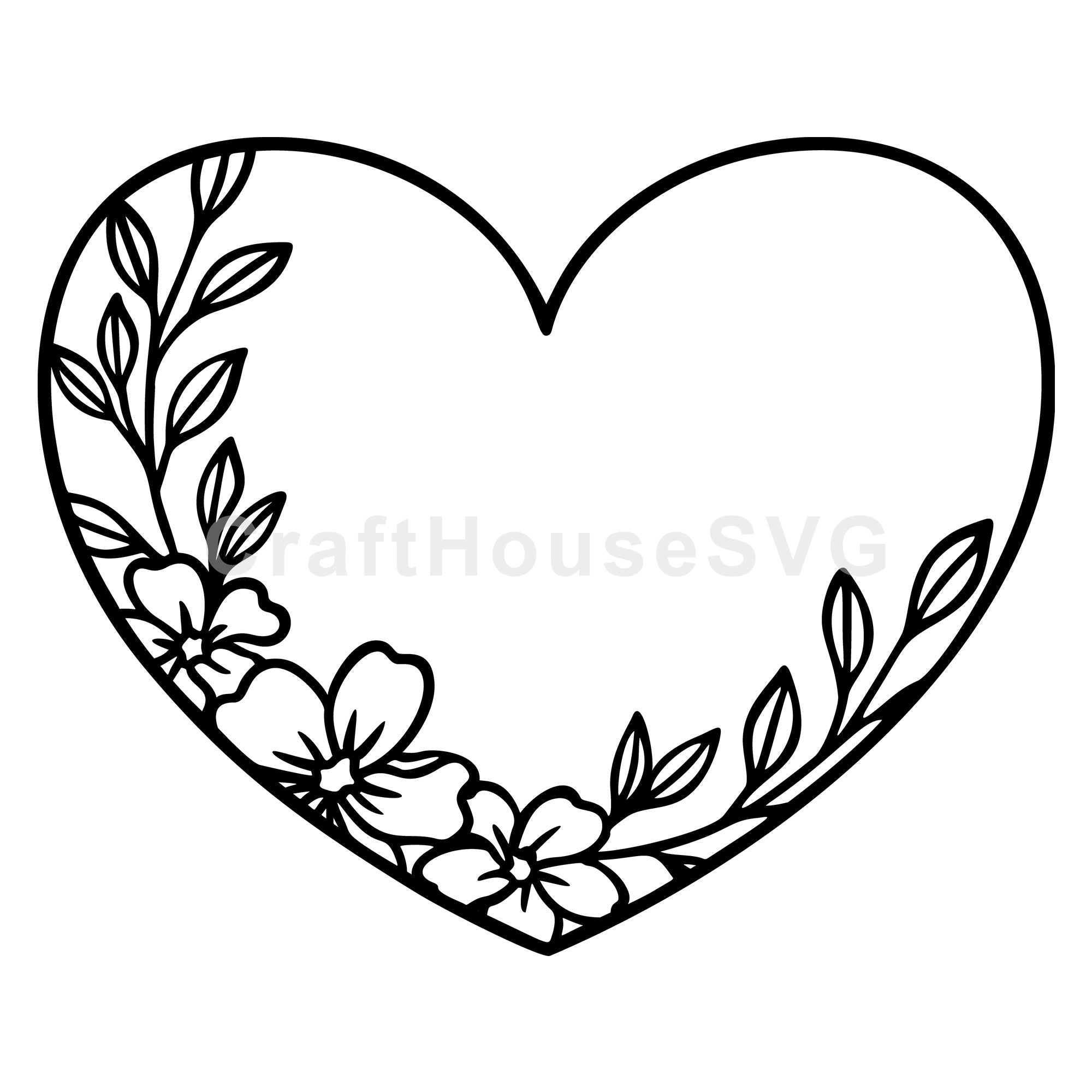 Wildflower Decor Heart Frame SVG