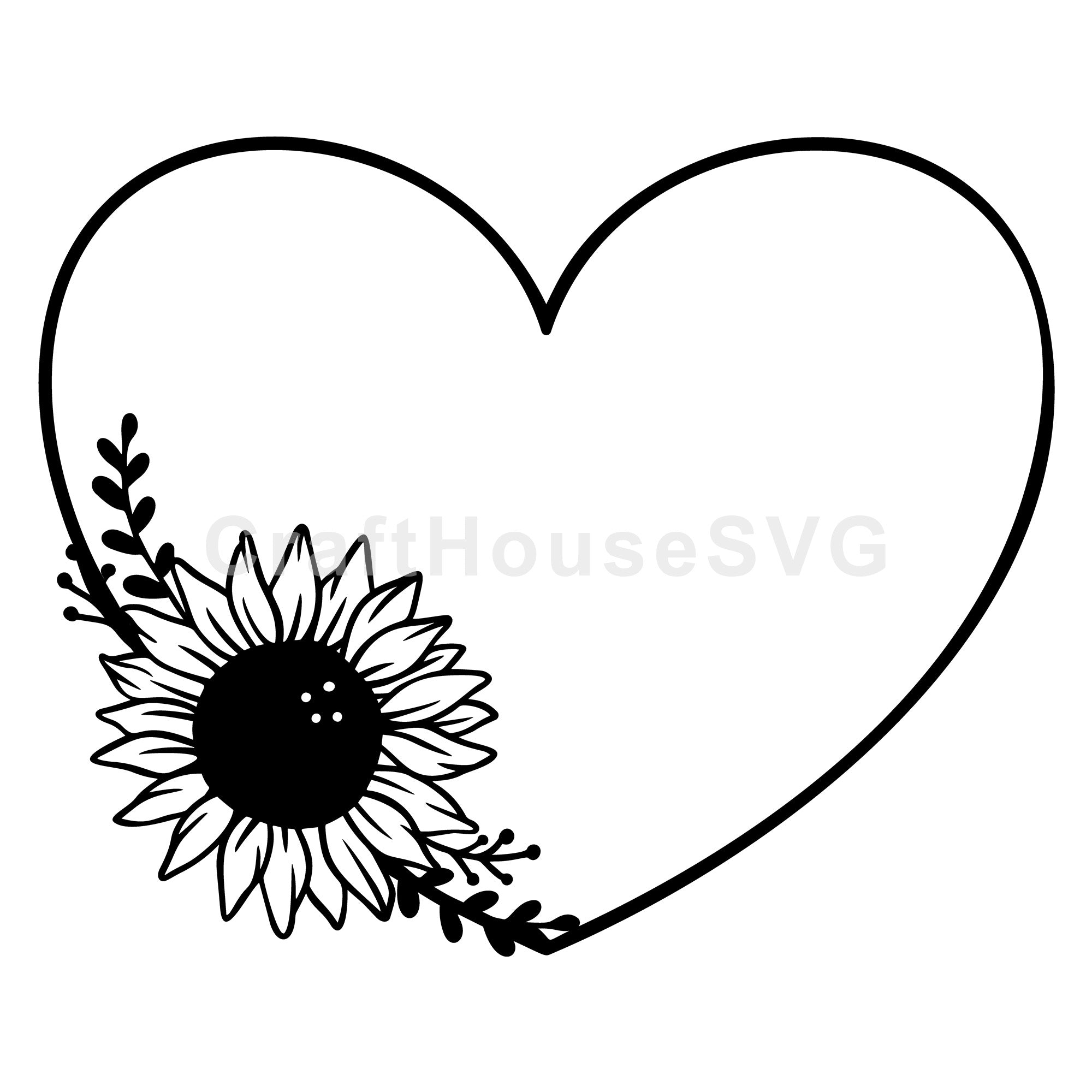 Sunflower Heart Frame SVG