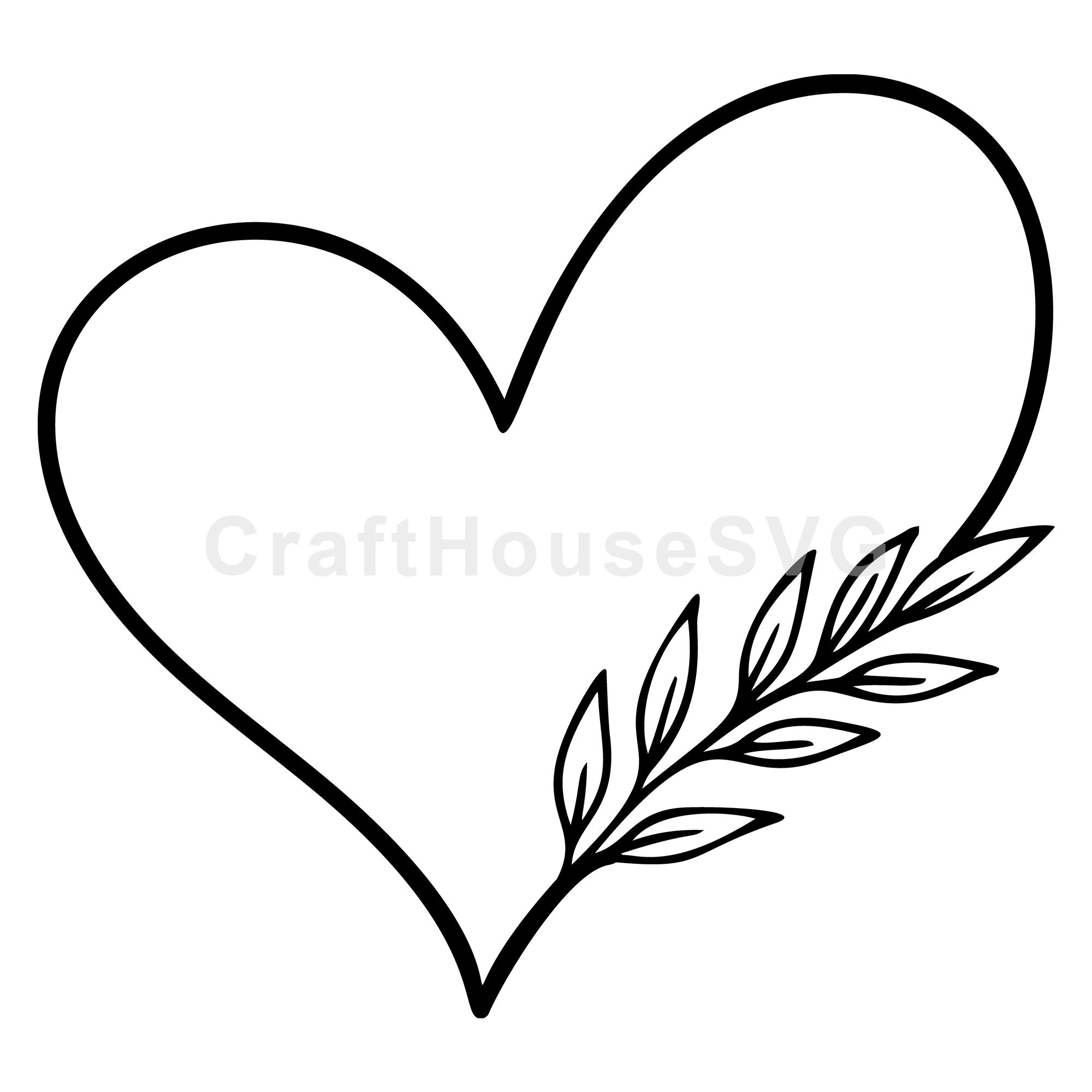 Simple Leafy Heart Frame SVG