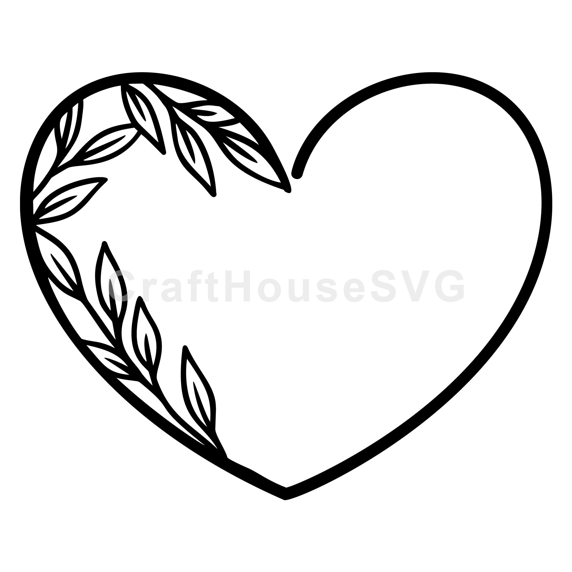 Leafy Heart Frame SVG