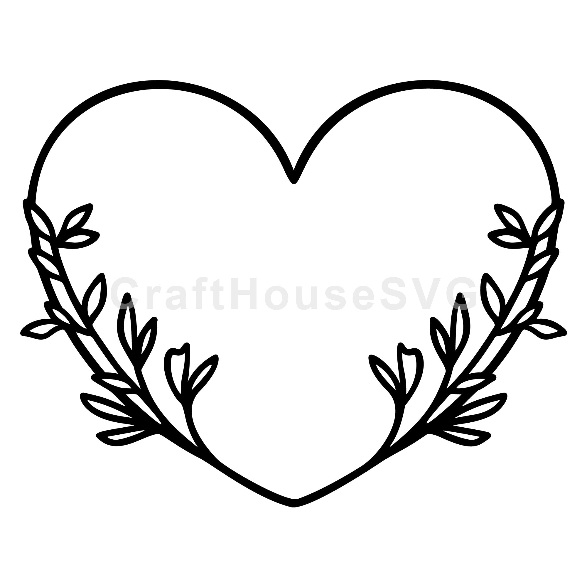 Leafy Vine Heart Frame SVG