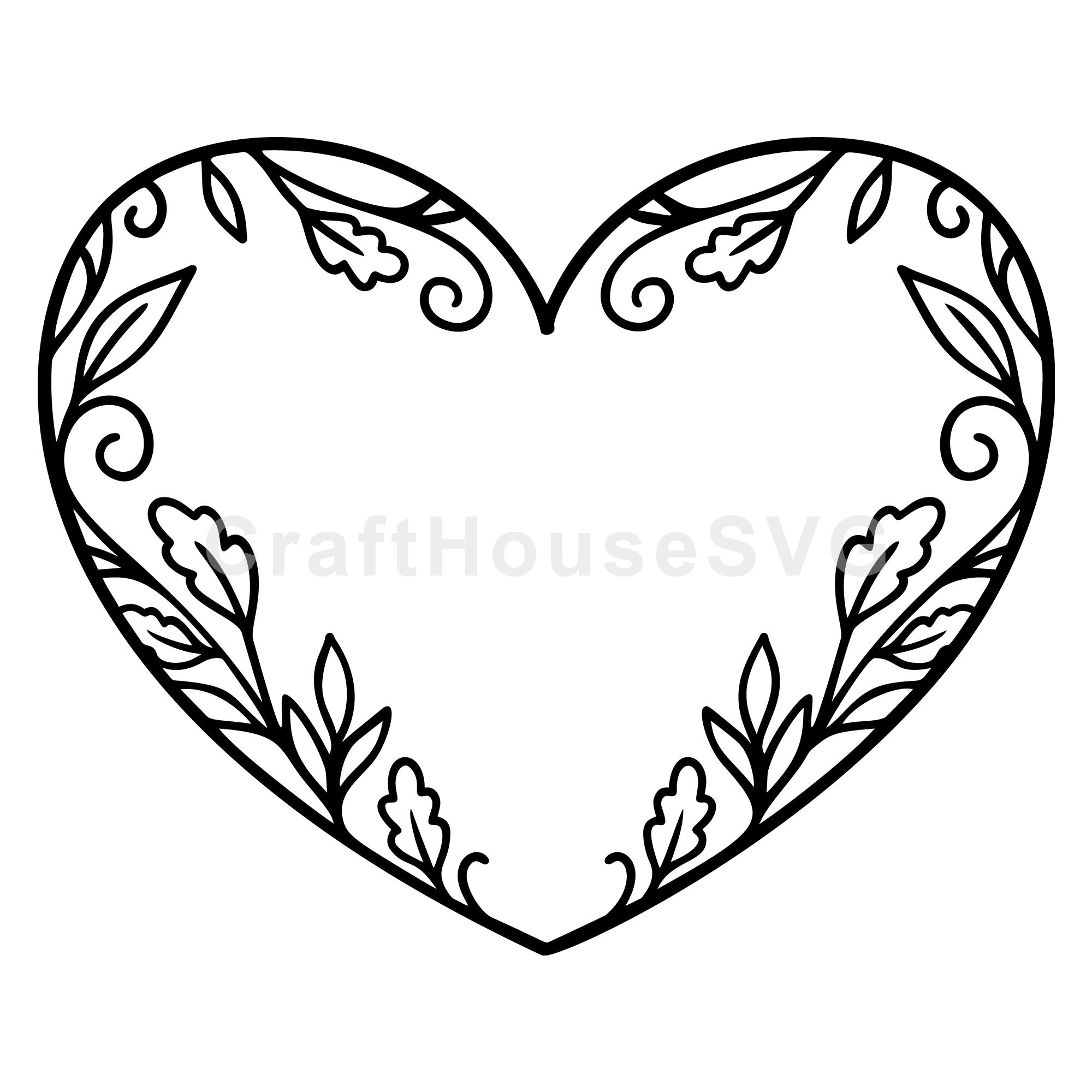 Ornate Leafy Heart Frame SVG