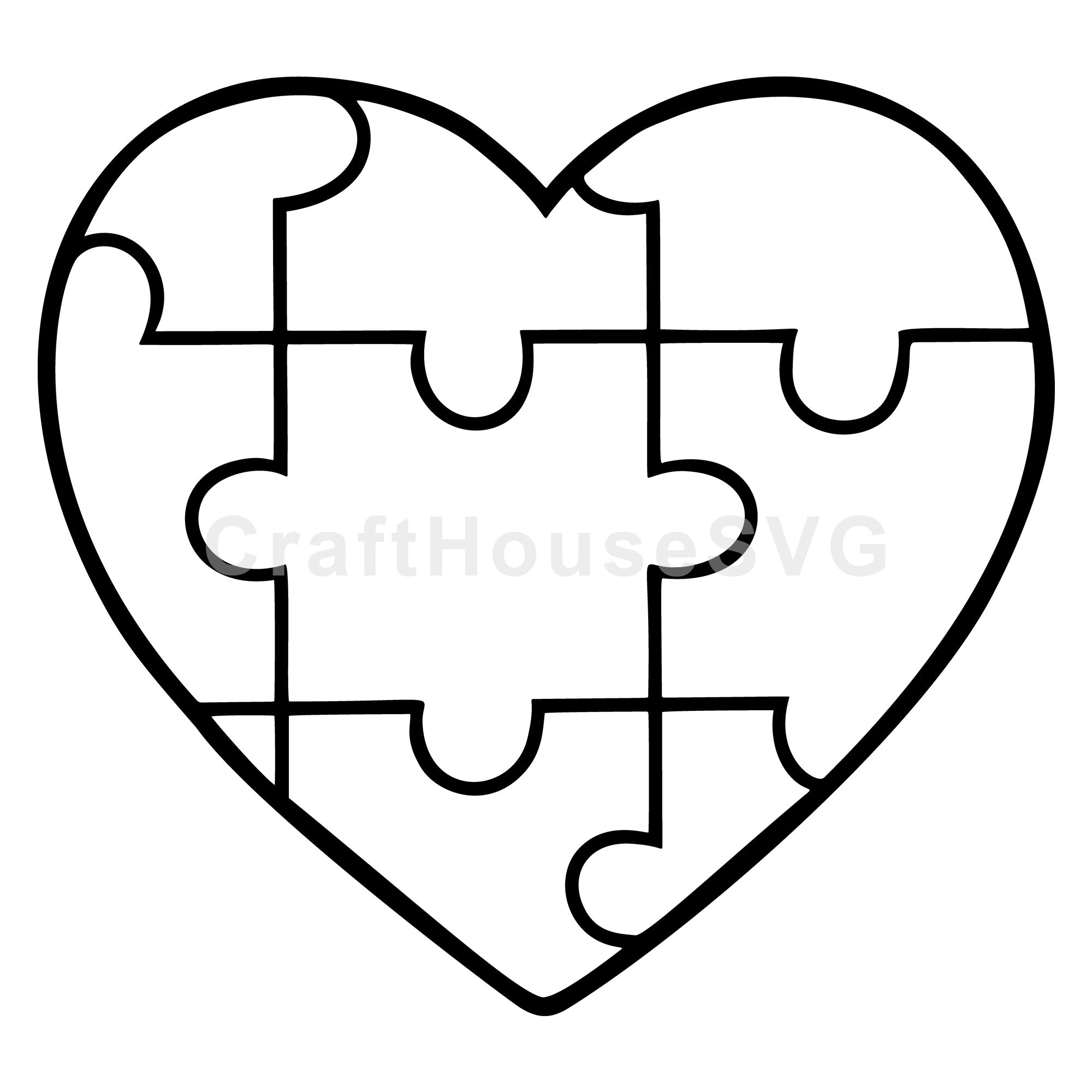 Heart puzzle black and white SVG