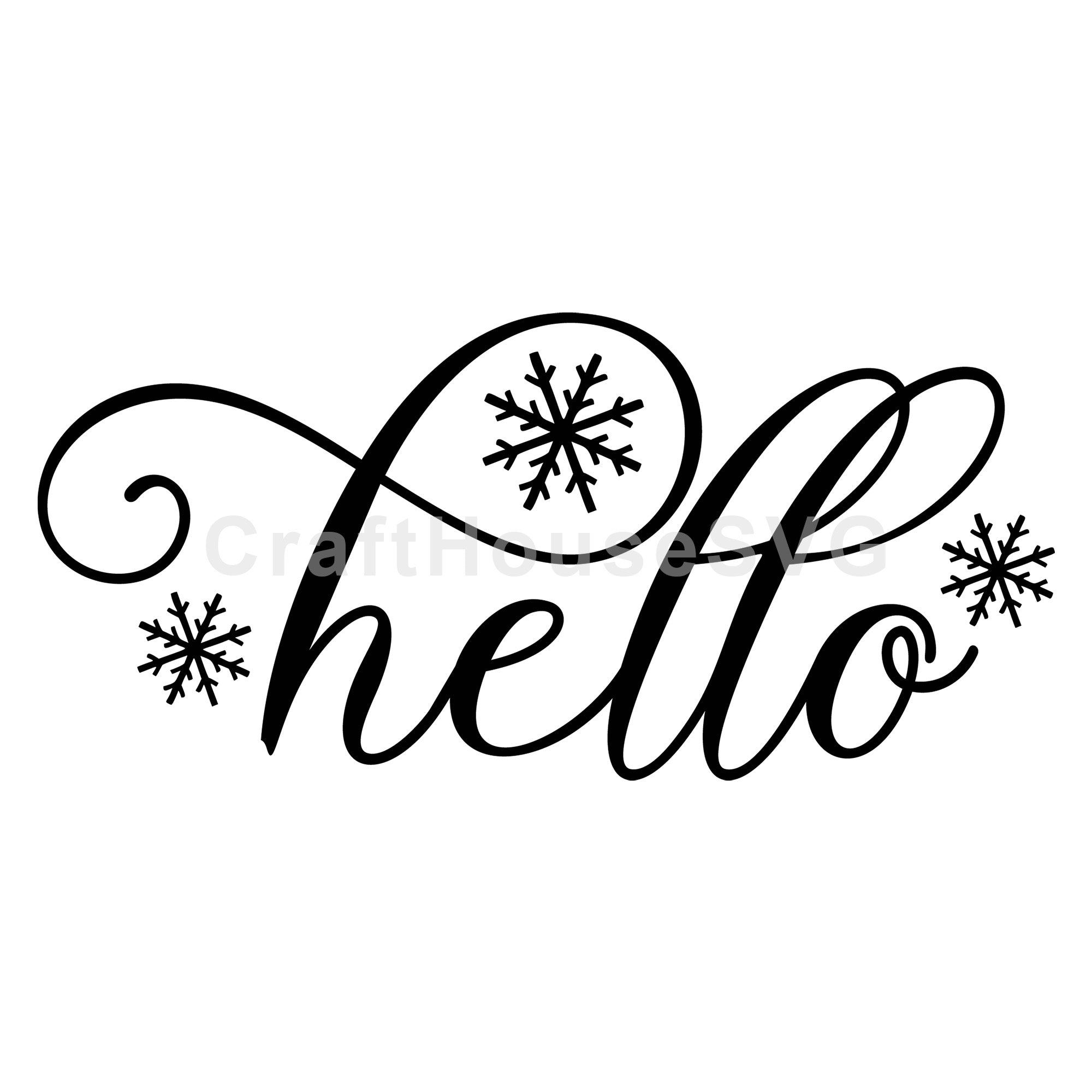 Hello Winter Christmas Round Sign SVG