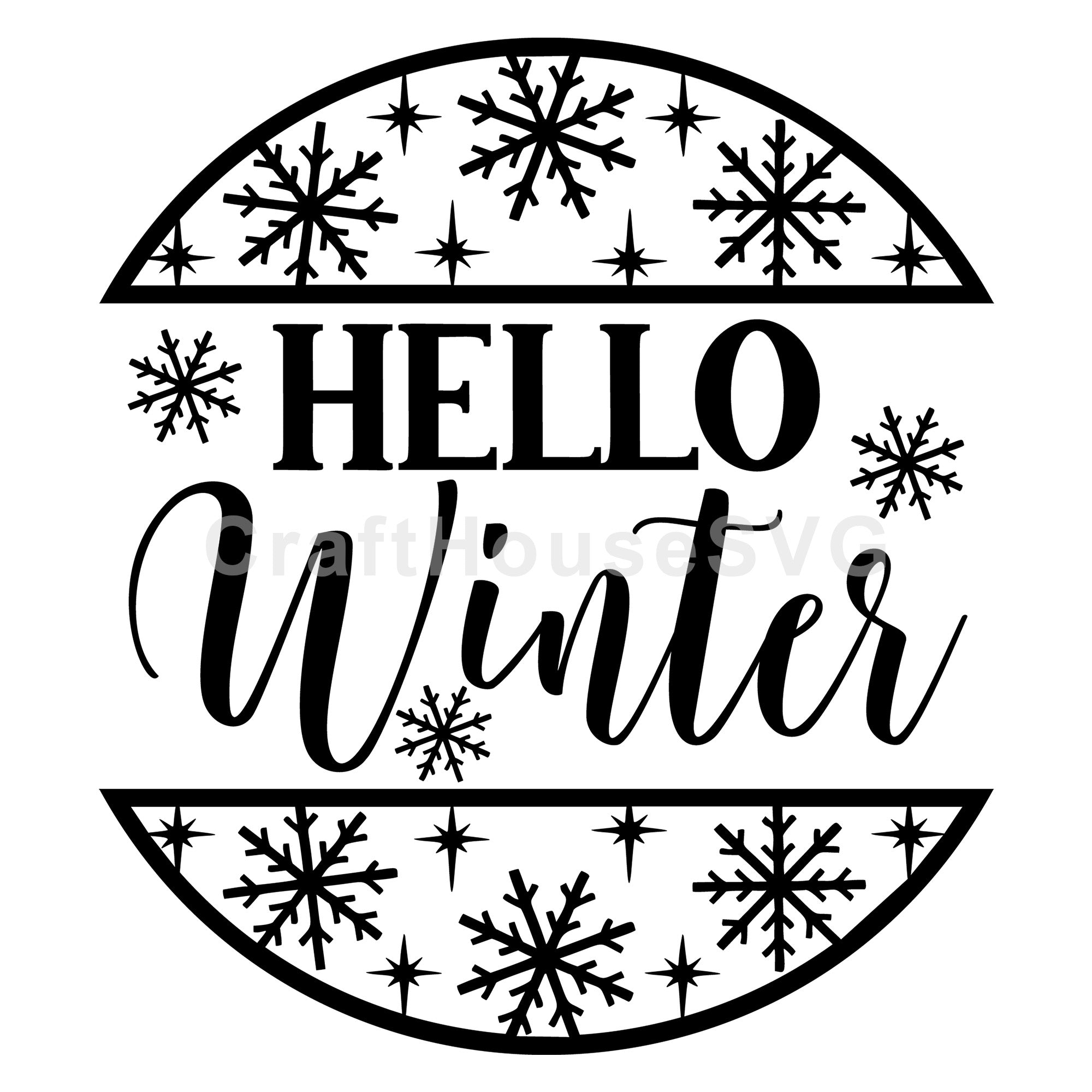 Hello Winter Round Sign SVG