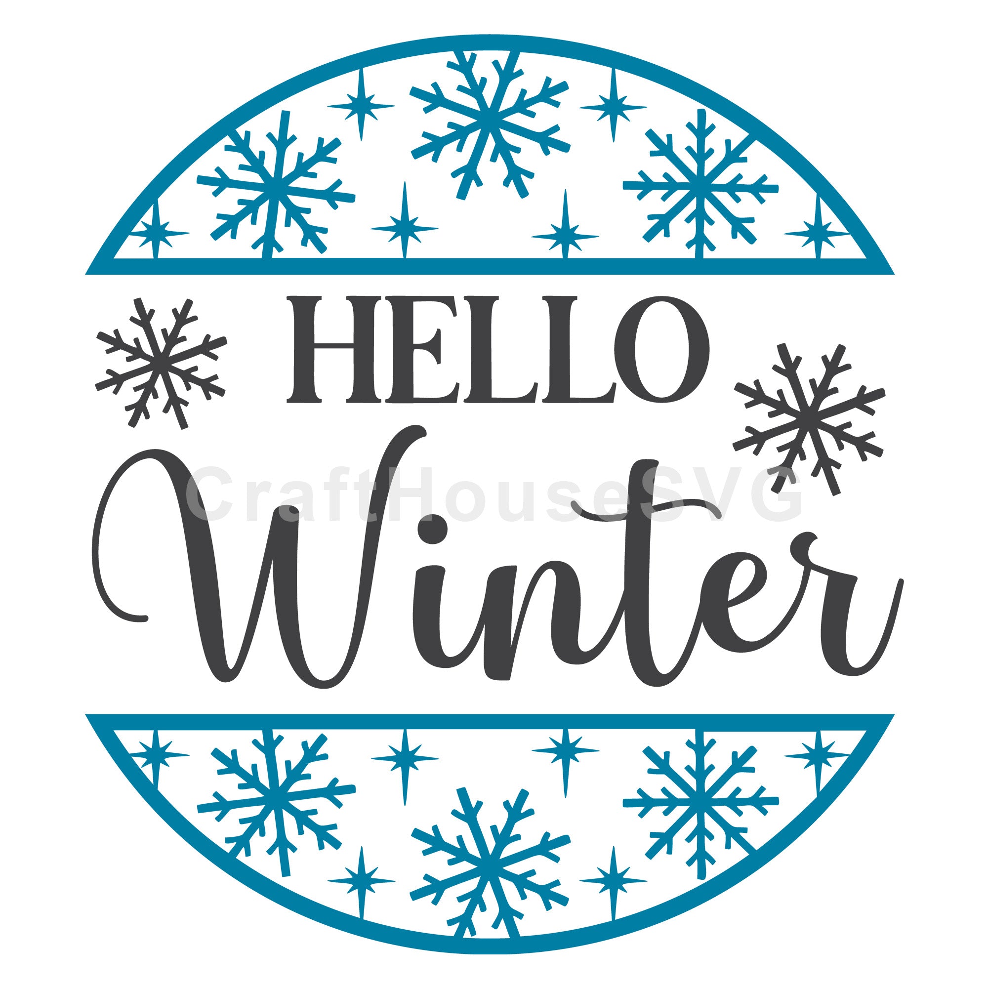 Hello Winter Round Sign SVG