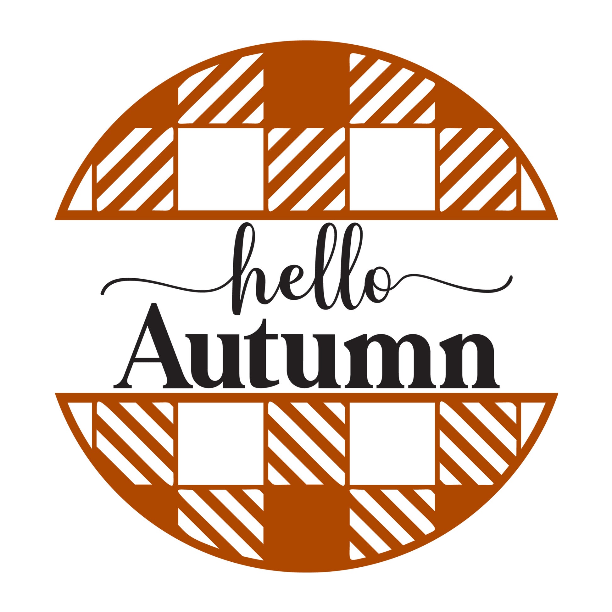 Hello Autumn Plaid SVG design for Cricut, Silhouette, laser cutting, vinyl, sublimation, fall signs, and autumn craft projects.