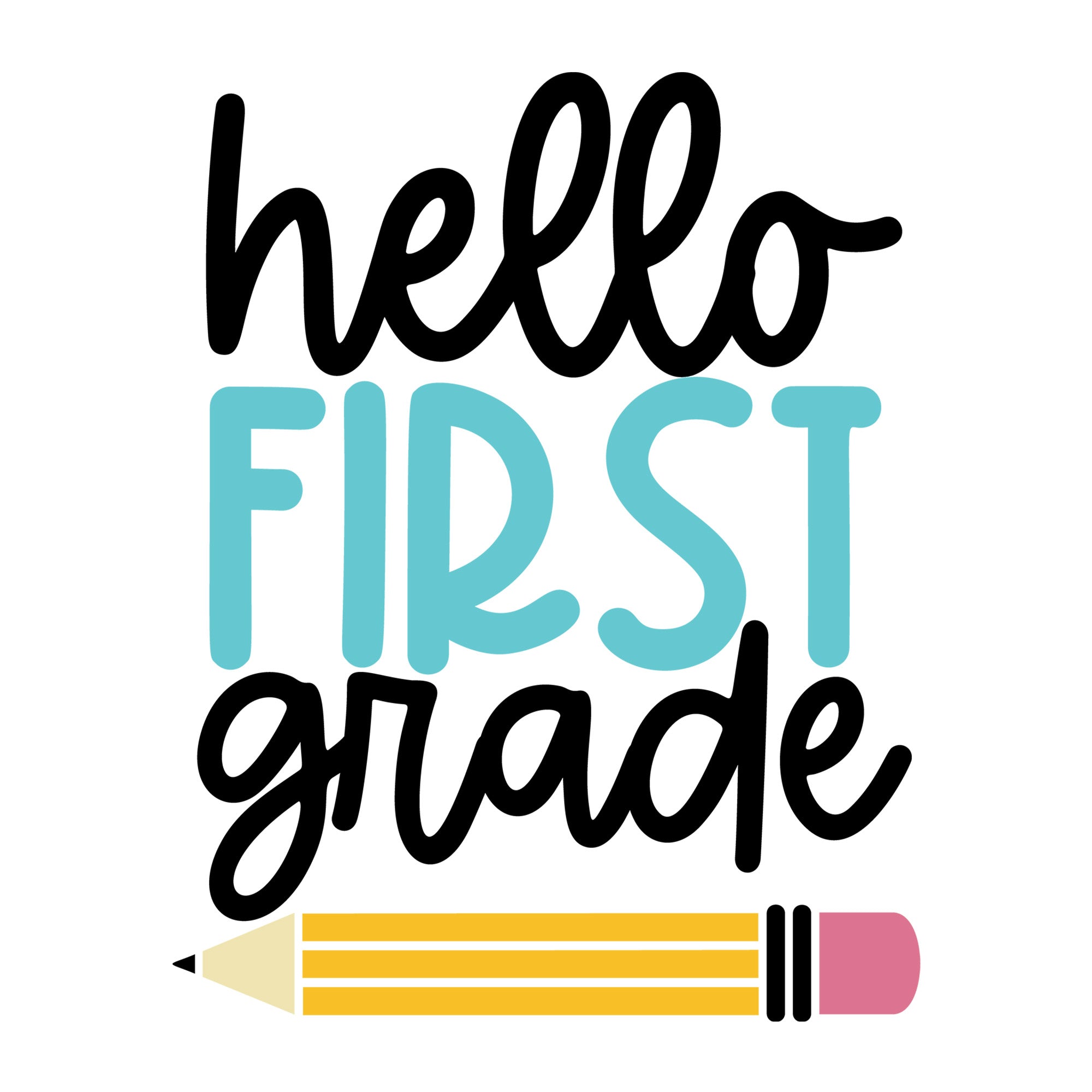 Hello First Grade SVG design for Cricut, Silhouette, laser cutting, vinyl, sublimation, and back to school craft projects.