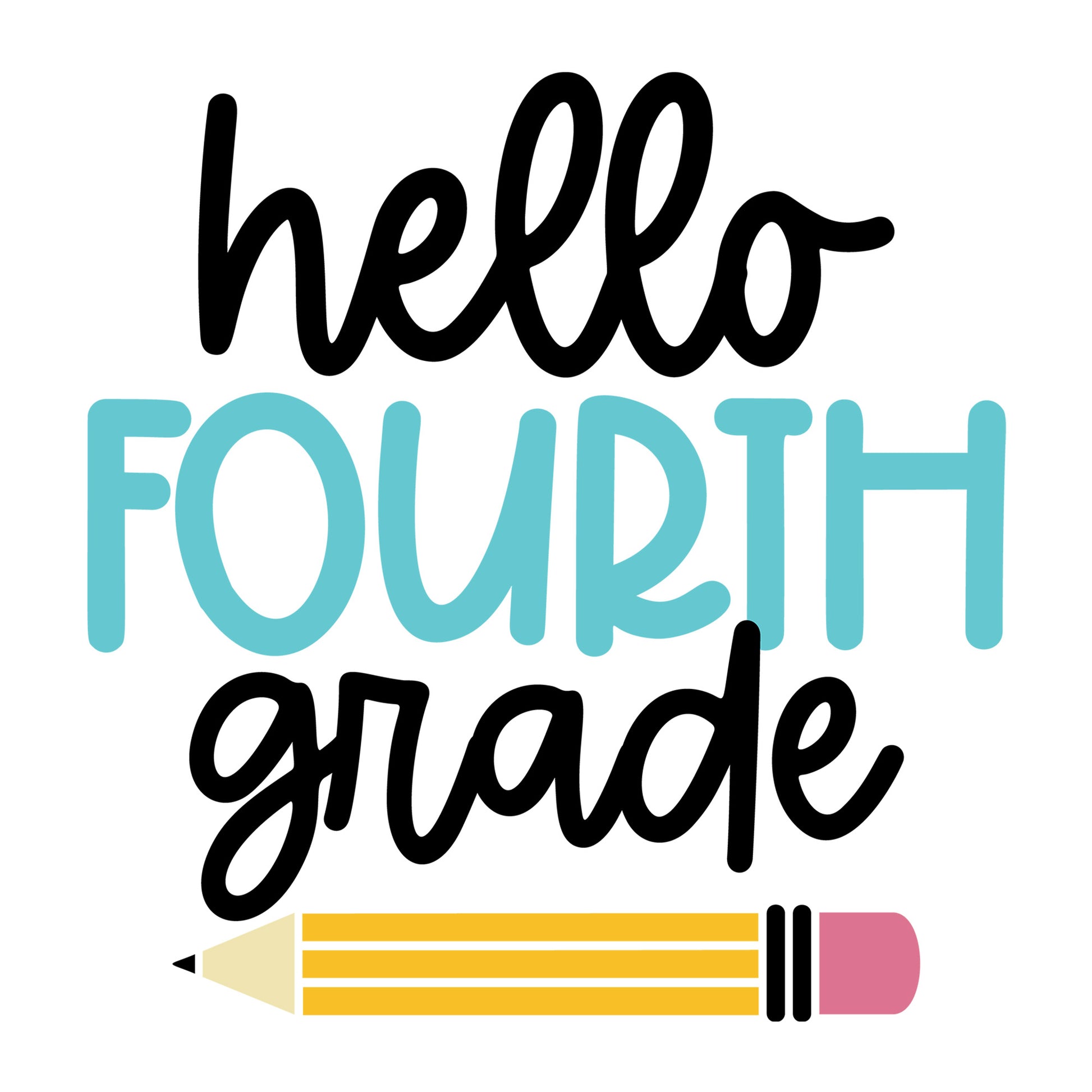 Hello Fourth Grade SVG design for Cricut, Silhouette, laser cutting, vinyl, sublimation, and back to school craft projects.