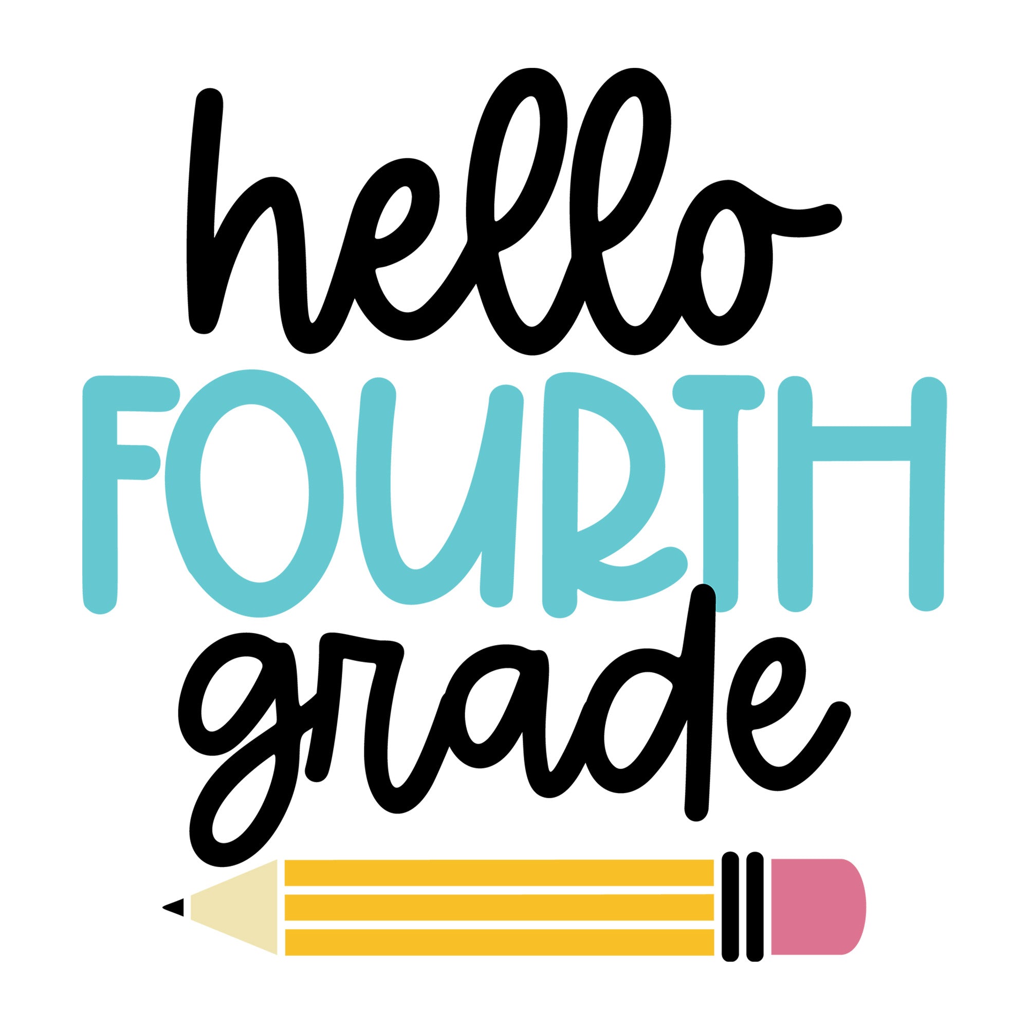 Hello Fourth Grade SVG design for Cricut, Silhouette, laser cutting, vinyl, sublimation, and back to school craft projects.