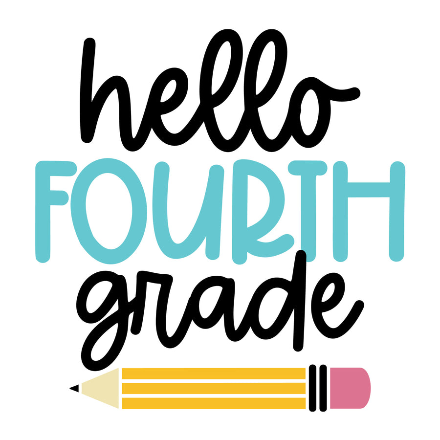 Hello Fourth Grade SVG design for Cricut, Silhouette, laser cutting, vinyl, sublimation, and back to school craft projects.