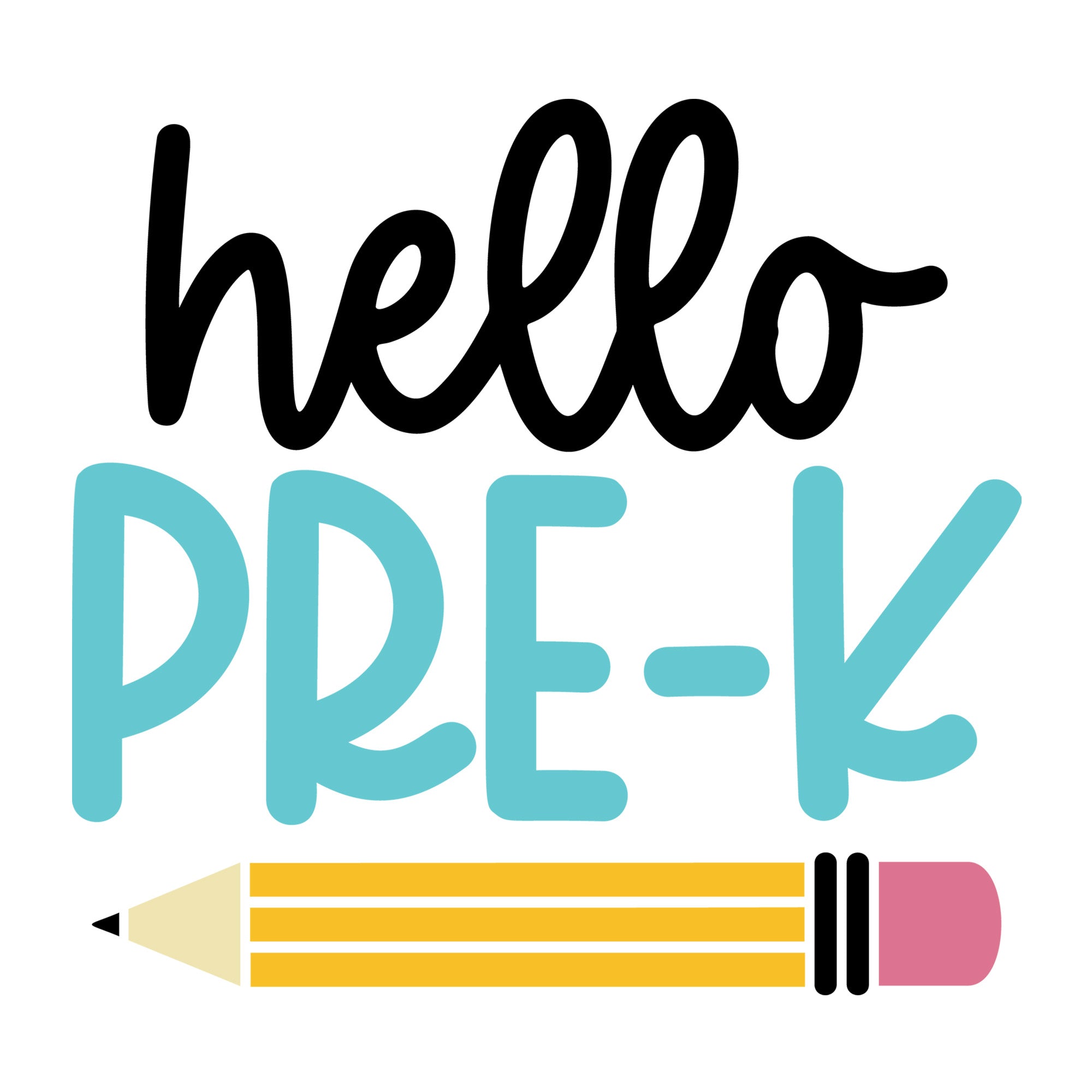 Hello Pre-K SVG design for Cricut, Silhouette, laser cutting, vinyl, sublimation, and back to school craft projects.