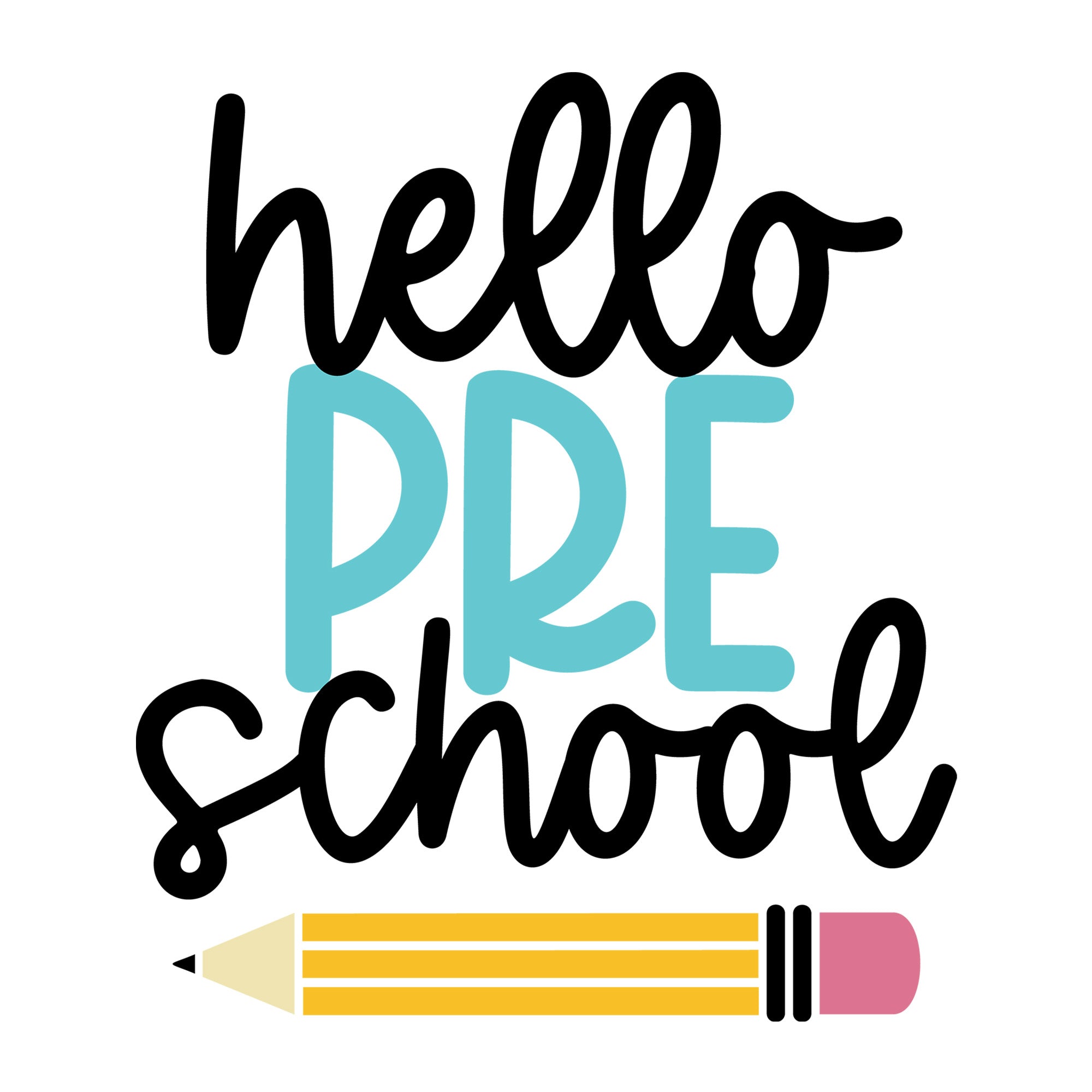 Hello Preschool SVG design for Cricut, Silhouette, laser cutting, vinyl, sublimation, and back to school craft projects.