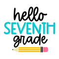 Hello Seventh Grade SVG design for Cricut, Silhouette, laser cutting, vinyl, sublimation, and back to school craft projects.