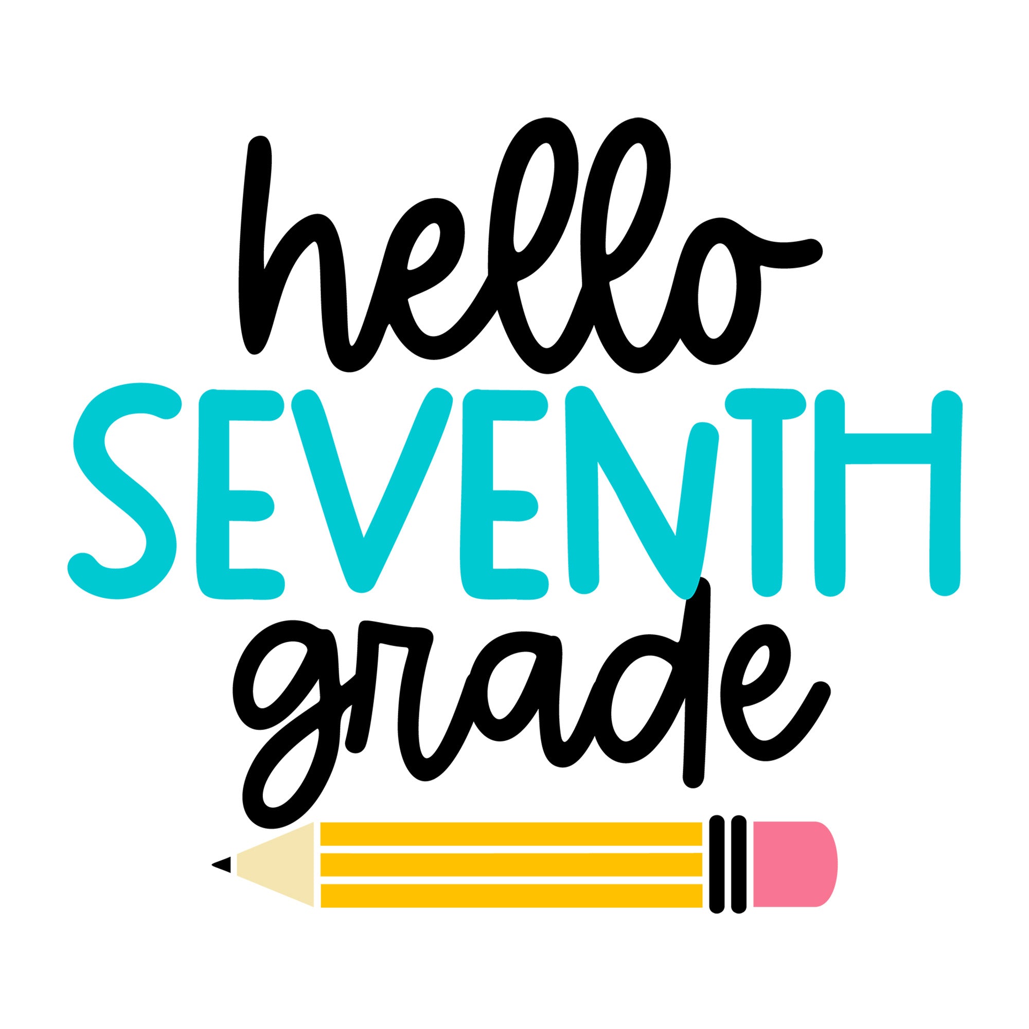 Hello Seventh Grade SVG design for Cricut, Silhouette, laser cutting, vinyl, sublimation, and back to school craft projects.