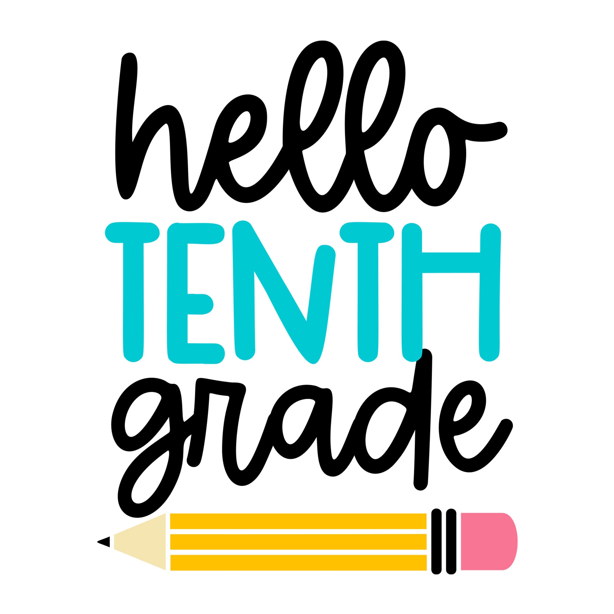 Hello Tenth Grade SVG design for Cricut, Silhouette, laser cutting, vinyl, sublimation, and back to school craft projects.