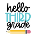 Hello Third Grade SVG design for Cricut, Silhouette, laser cutting, vinyl, sublimation, and back to school craft projects.
