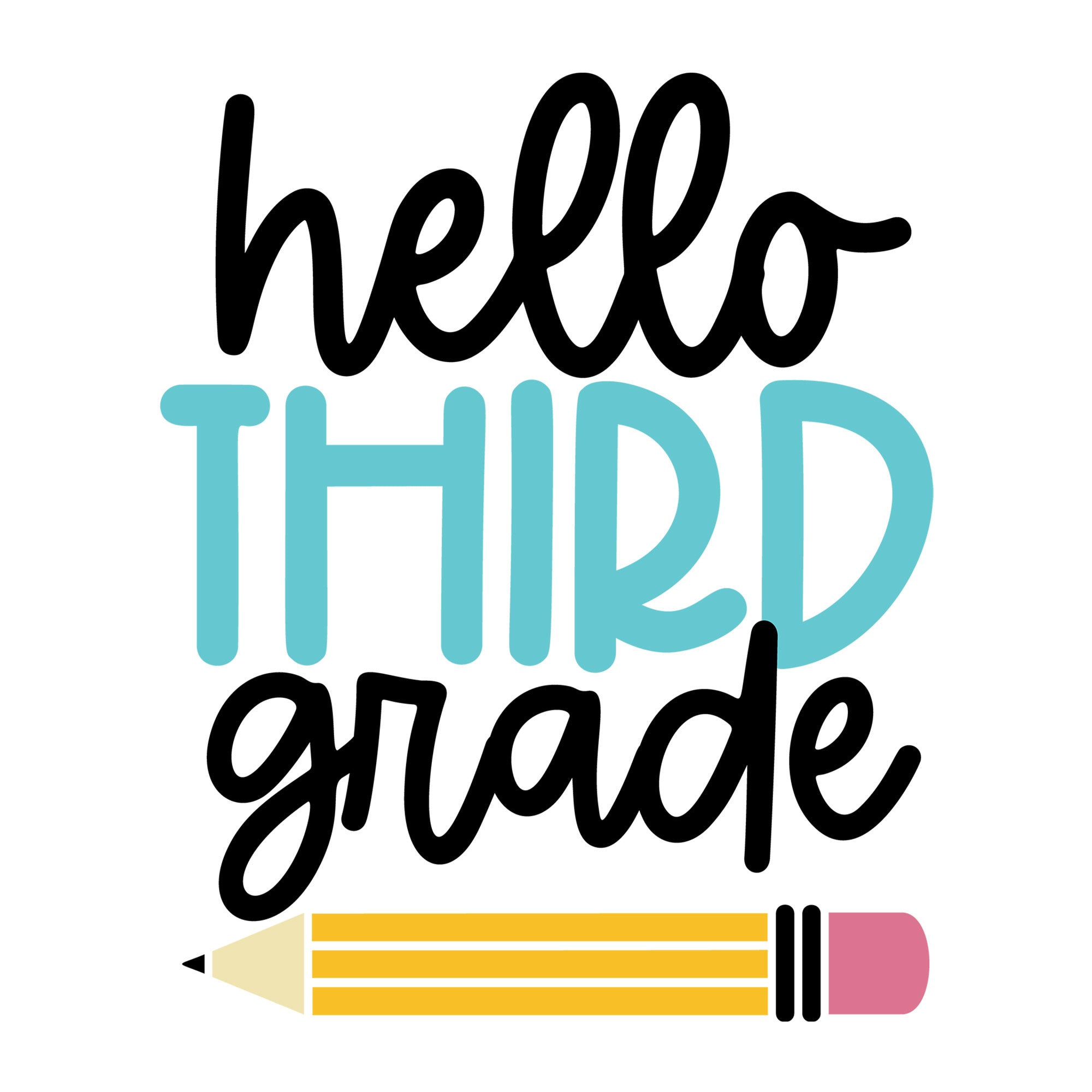 Hello Third Grade SVG design for Cricut, Silhouette, laser cutting, vinyl, sublimation, and back to school craft projects.